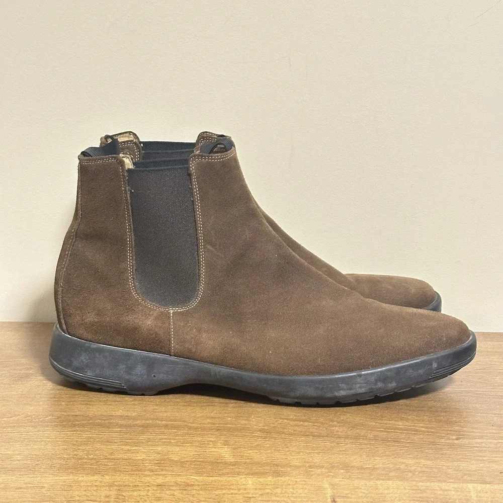 Polo Ralph Lauren Chelsea Boots Men's 13 Brown Pull On Calf Suede Ankle Italy